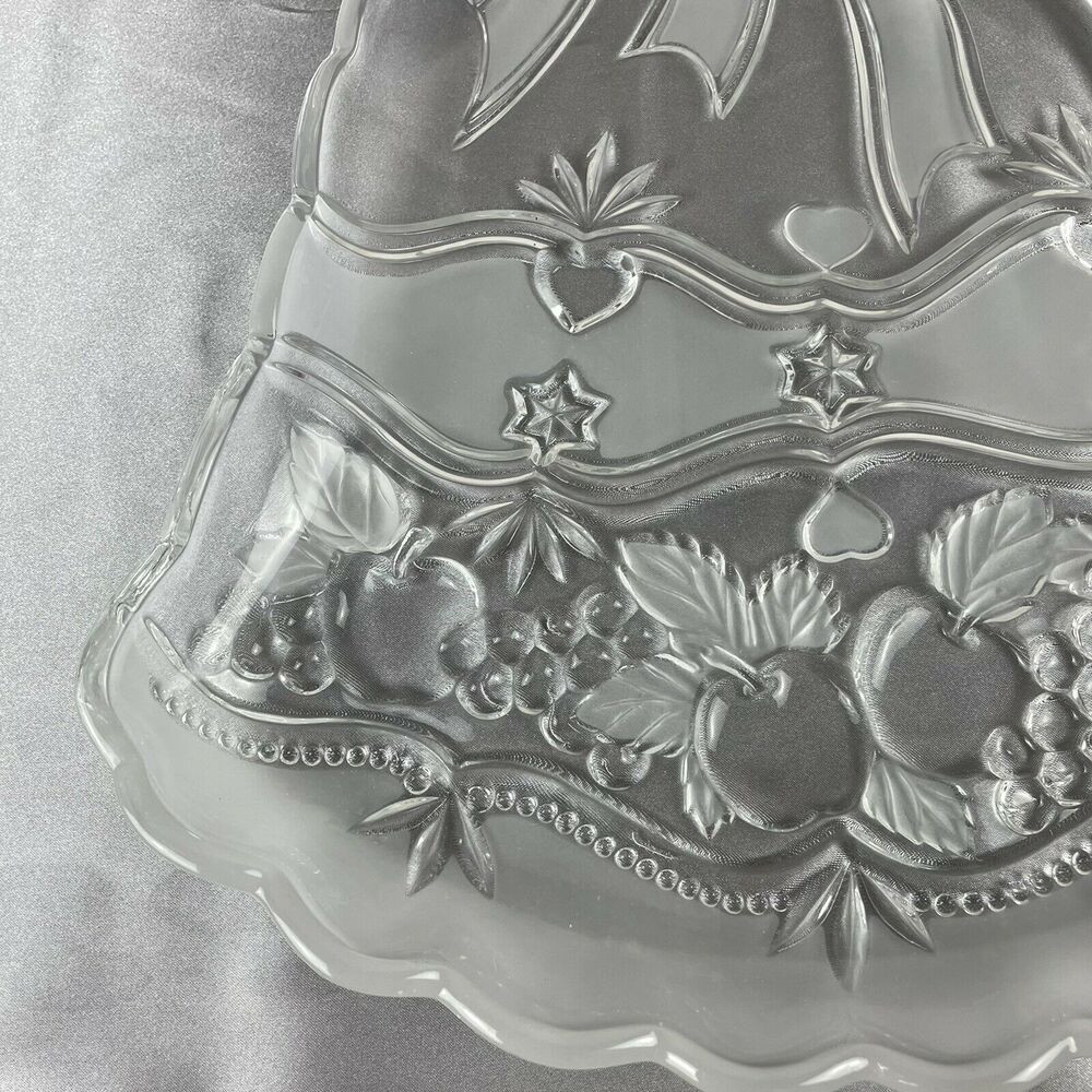 Mikasa Christmas Serving Platter Sleigh Bells Large Glass WY449-601 Japan 15.25" - Picture 4 of 10